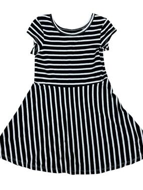 Cat & Jack Black and White Striped Short Sleeve Dress